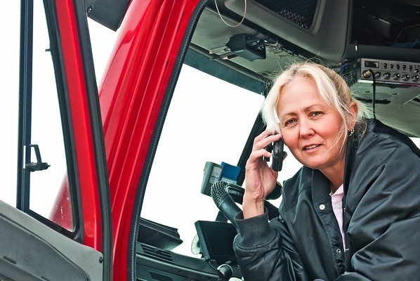 Pretty Woman Truck Driver On Phone