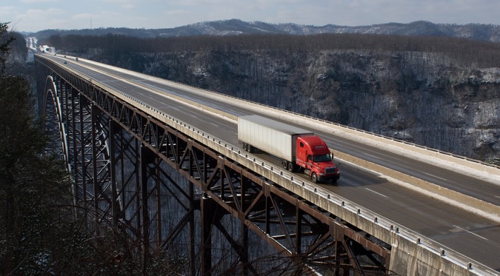 Trucker On New River Gorge Bridge