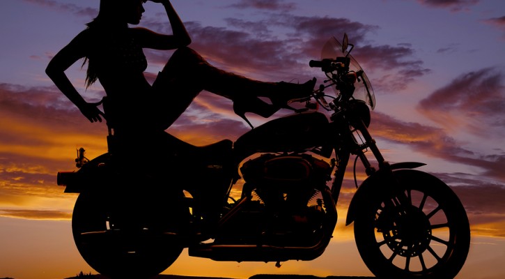 Silhouette Woman Motorcycle Heels Up Hand Head