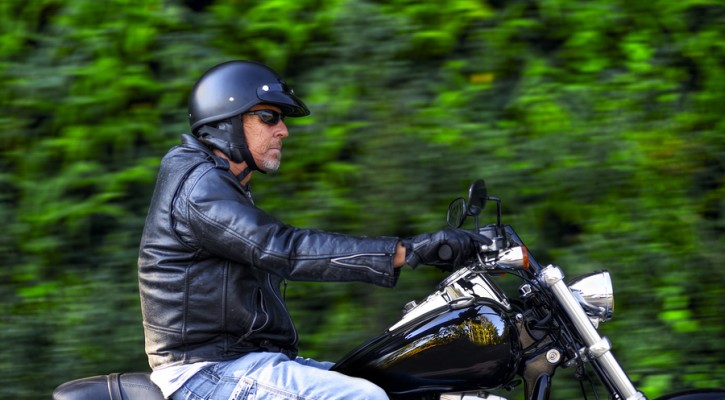 Man enjoys his Sunday afternoon ride on his motorbike